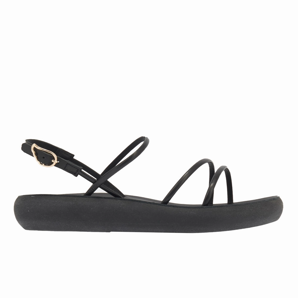 Polis Black Leather Closed Toe Sandals