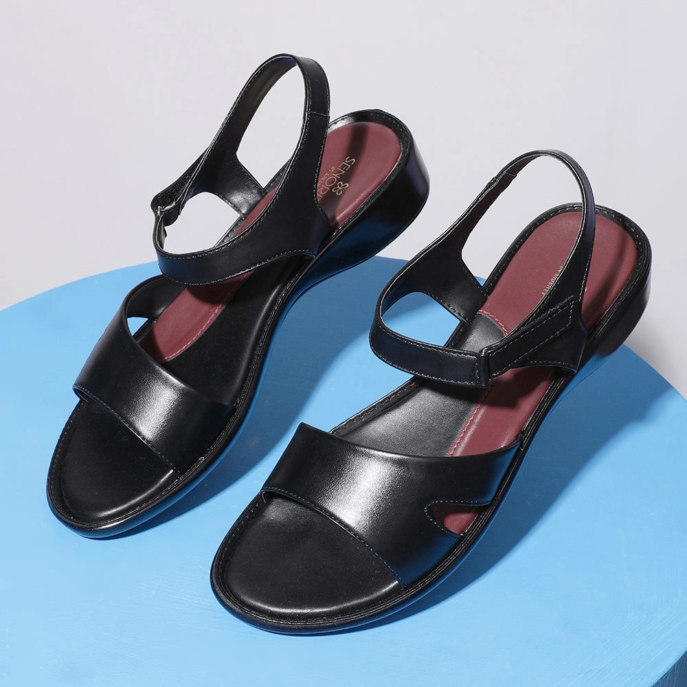 Senorita Black Casual Sandals For Women 345-07 By Liberty Sandals Map