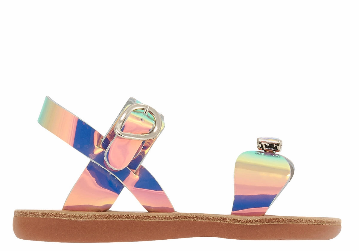 Little Poppy Soft  Iridescent Silver Baretrap Sandals