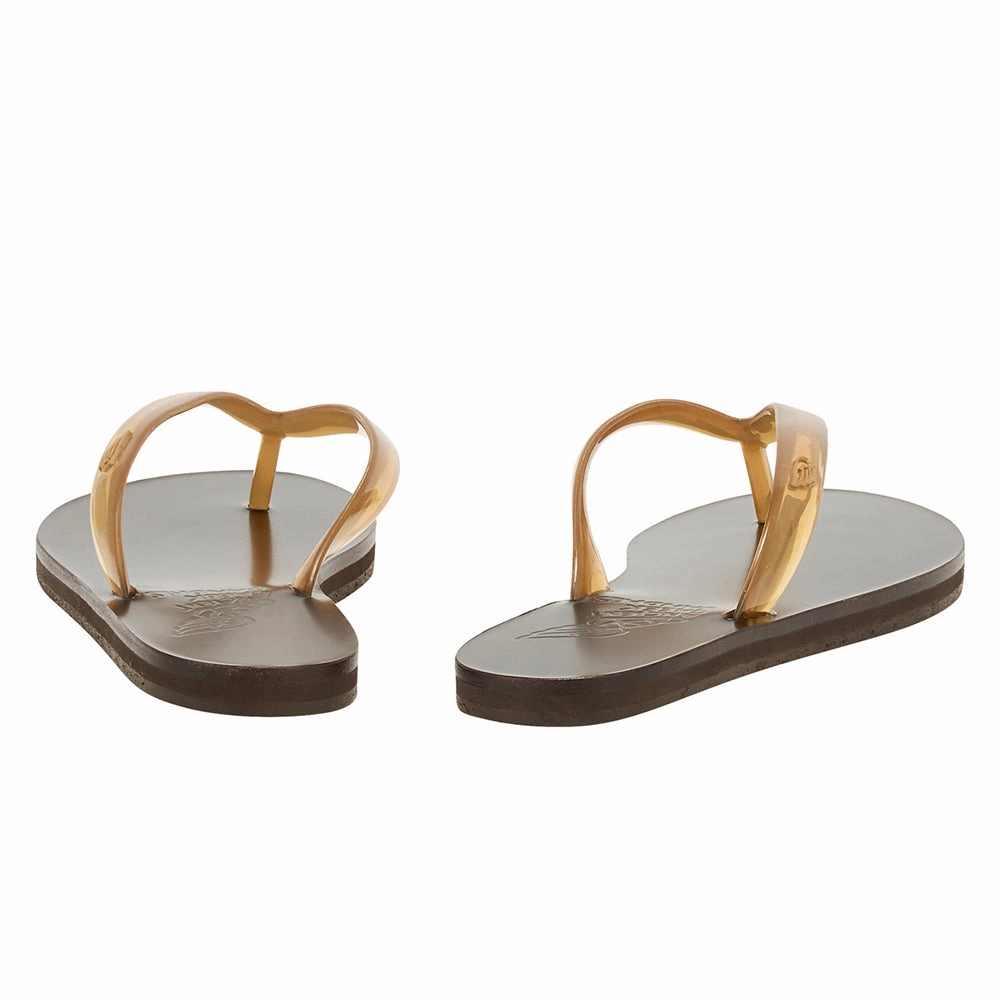 Saionara Jelly Clear Caramel Sandals Made In Usa