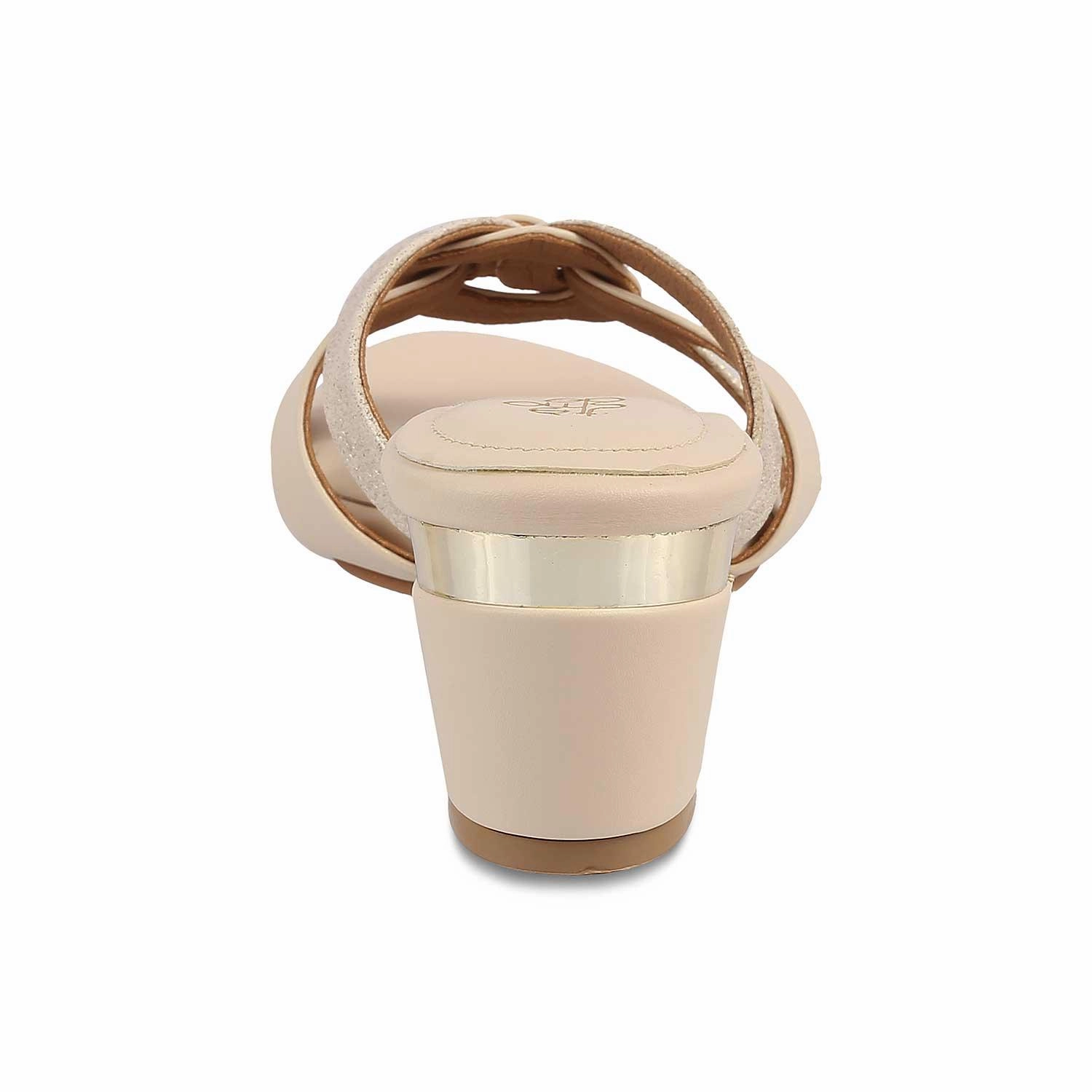 The Elche Beige Women's Dress Block Heel Sandals Tresmode Strappy Platform Sandals