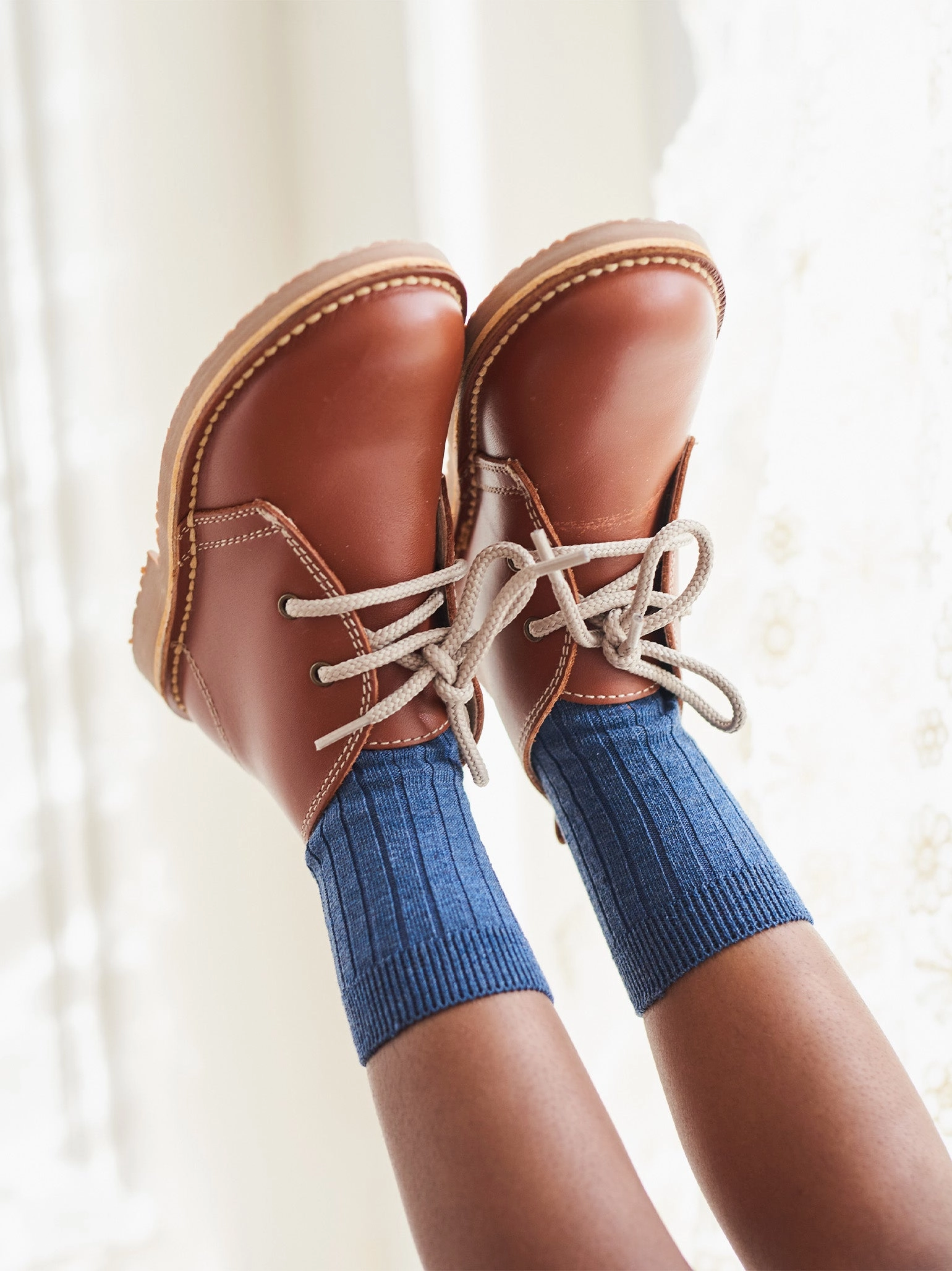 Spider Boots Dark Tan Leather Kids Desert Boots