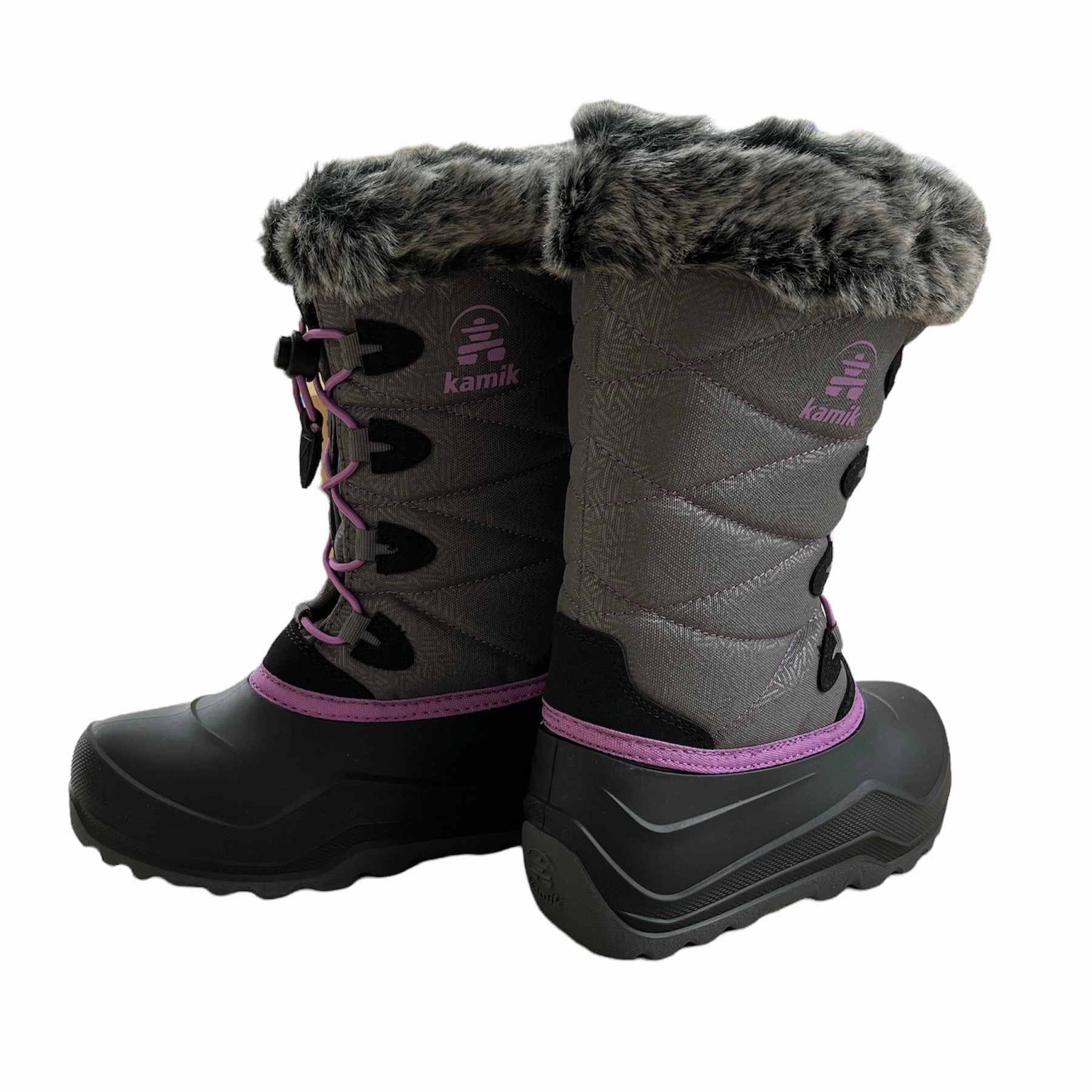 Snowangel Charcoal/Orchid Knee High Combat Boots