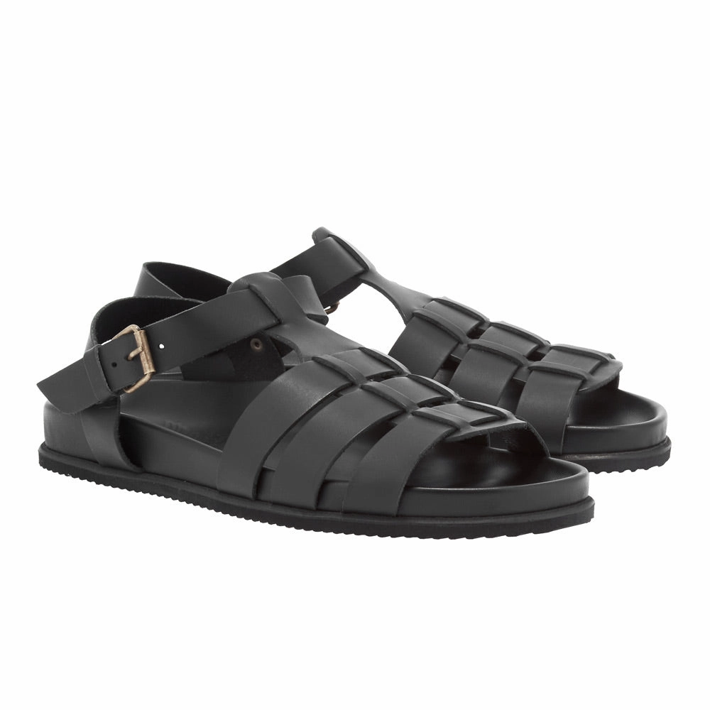 Ektoras Footbed Black Bow Sandals
