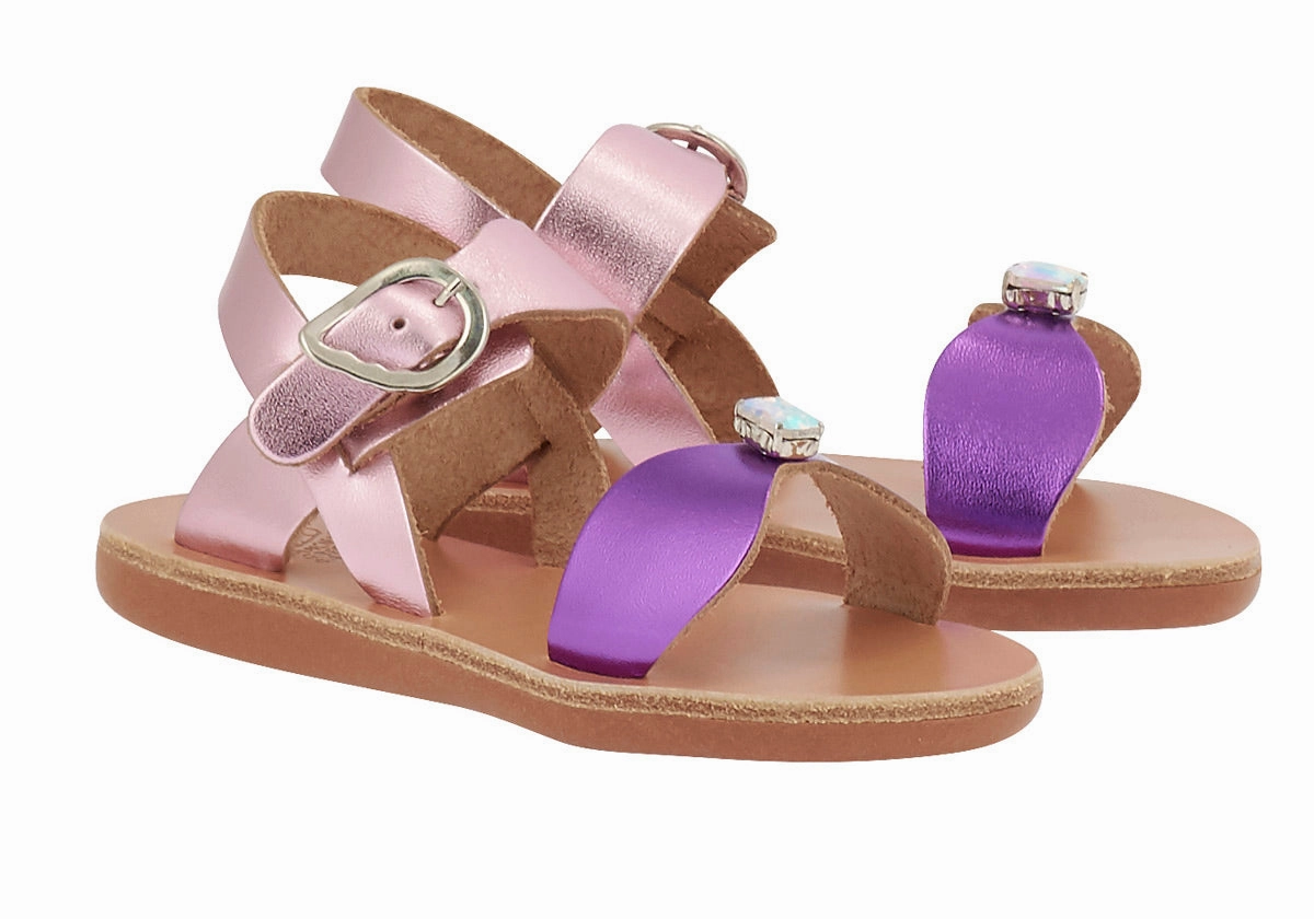 Wedge Sandals With Arch Support Little Poppy Soft Metal Pink/Purple