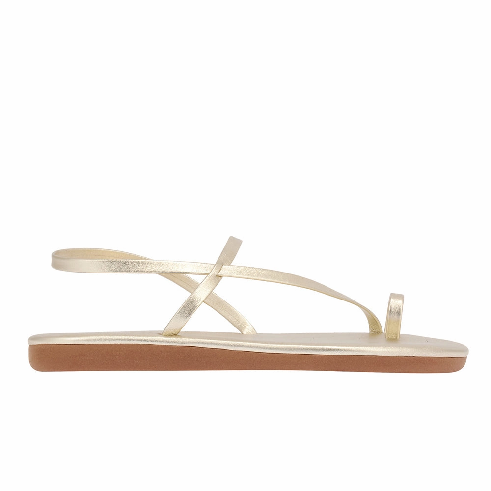 Euterpe All Platinum Thong Kitten Heel Sandals