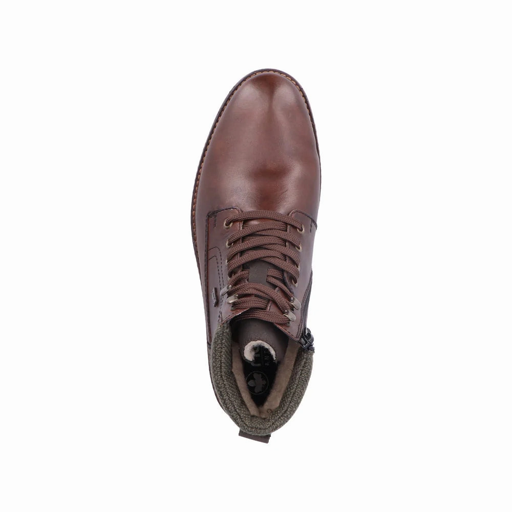 F4544-25 Dark Brown Lace/Side Zip RTex Wide Foot Boots