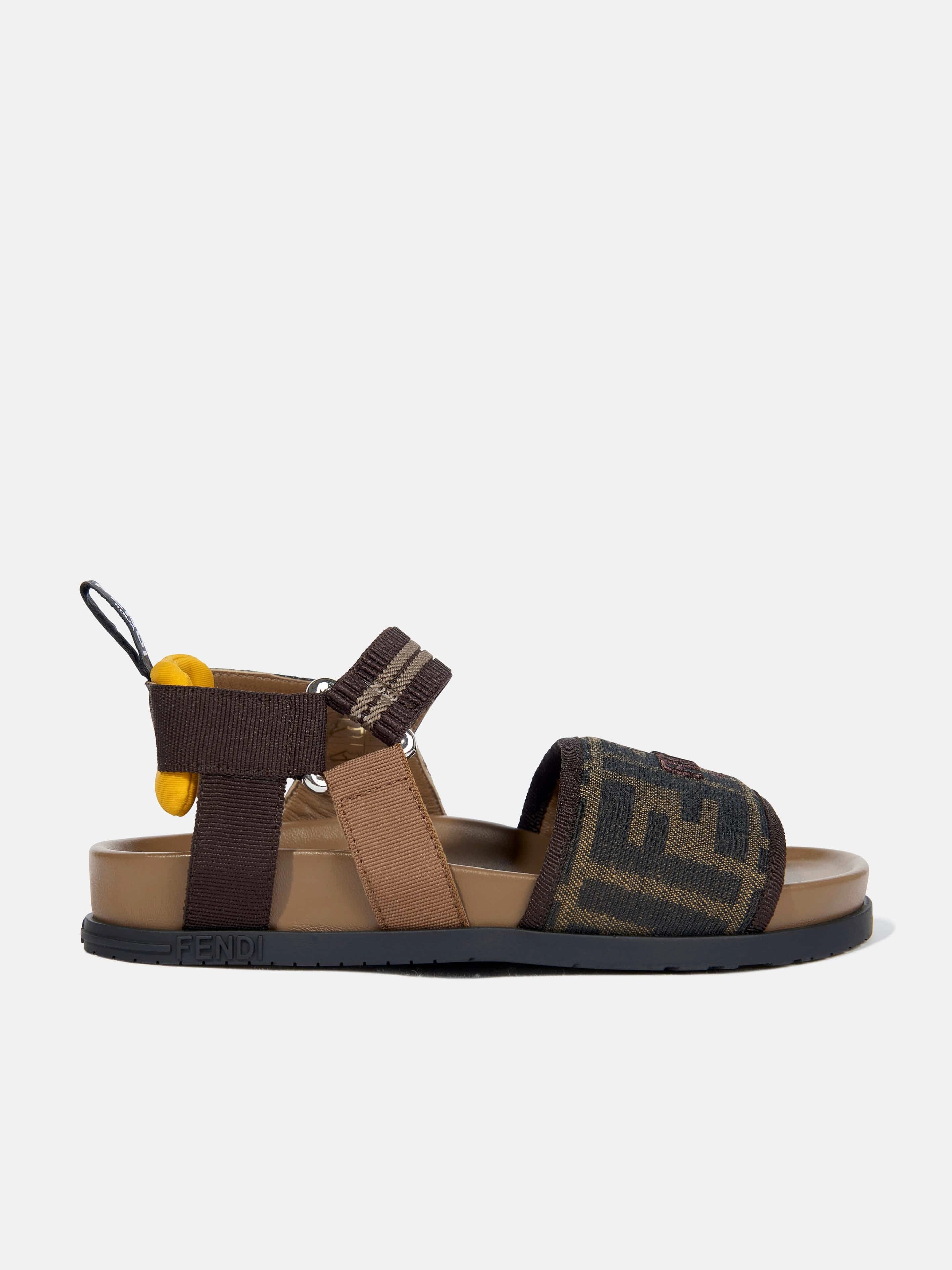 Sandals Royal Jamaica Fendi Girls FF Jacqaurd Logo Sandals in Brown