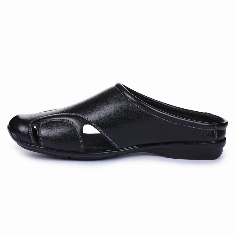 Fortune Black Casual Slip-on Mules For Men J-153 By Liberty Fuzzy Slides