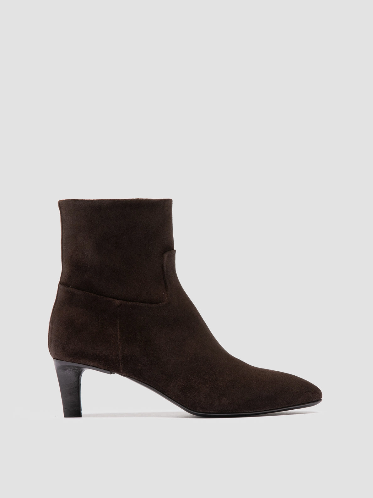 SUZY 005 - Dark Brown Suede Zipped Boots Small Heeled Boots