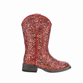 Glitter Galore Square Toe Pull On Cowboy Boots (Little Kid) Santa Boots For Decoration