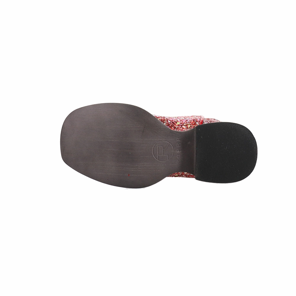 Wide Ankle Boots Glitter Galore Square Toe Pull On Cowboy Boots (Little Kid)