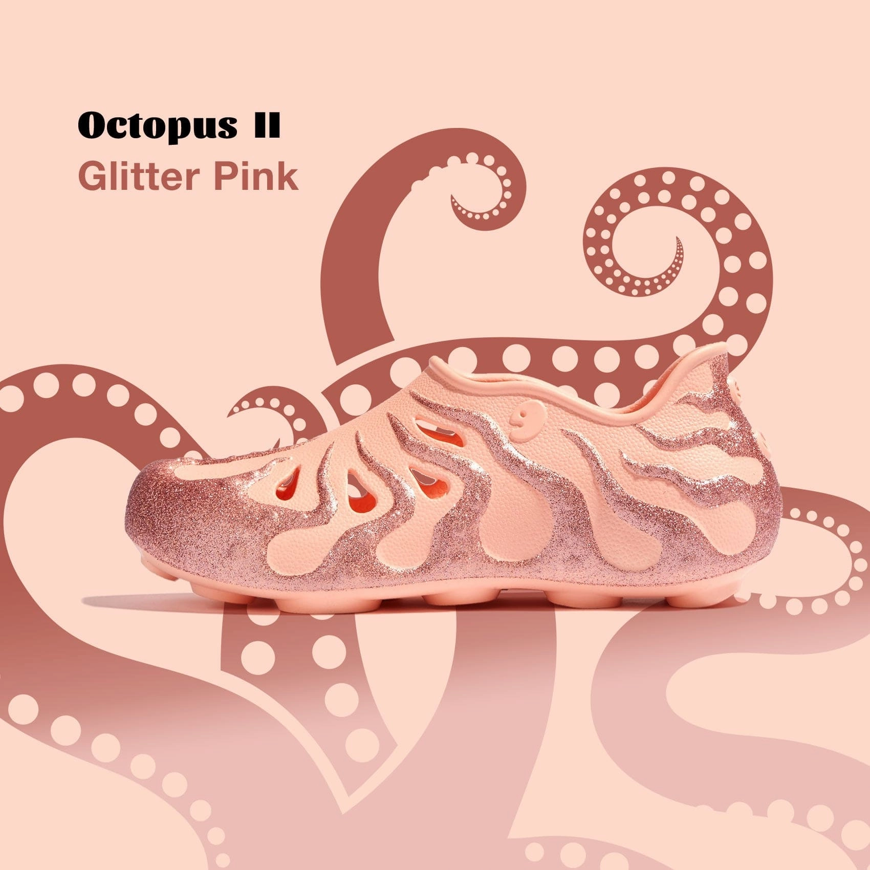 Glitter Pink Octopus II Women Leather Sandals Platform