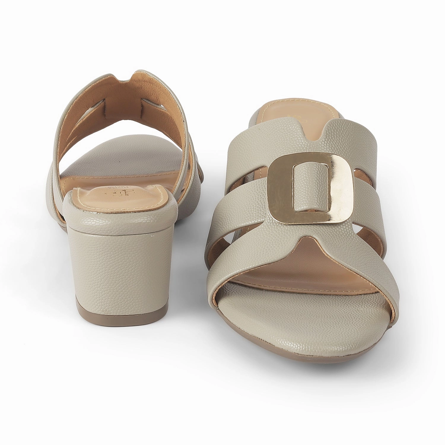 Tresmode Tangle Grey Women's Dress Block Heel Sandals Wood Platform Sandals