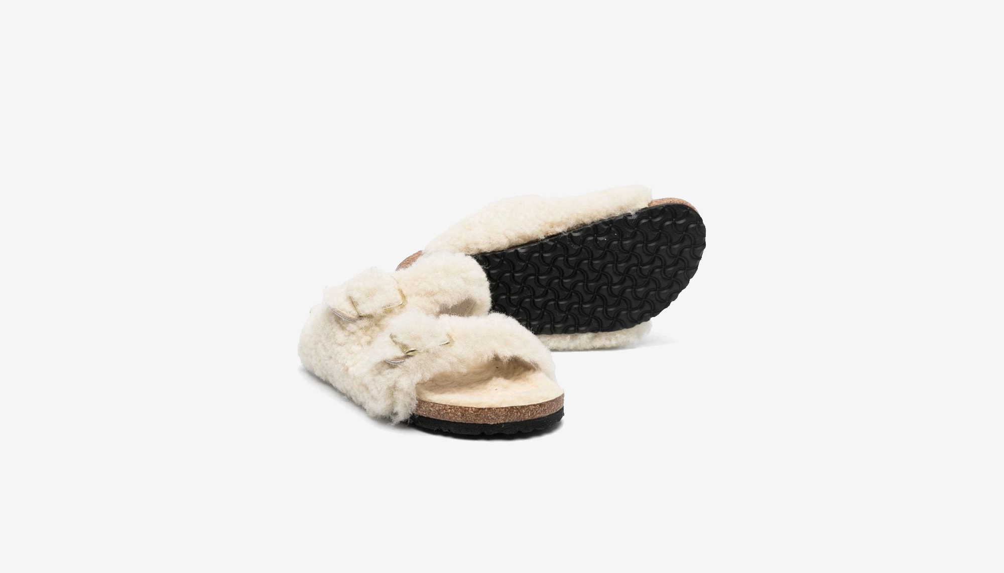 Sandals Check In Birkenstock "Arizona Teddy Rivet Logo" K - Teddy Eggshell (Narrow Fit)