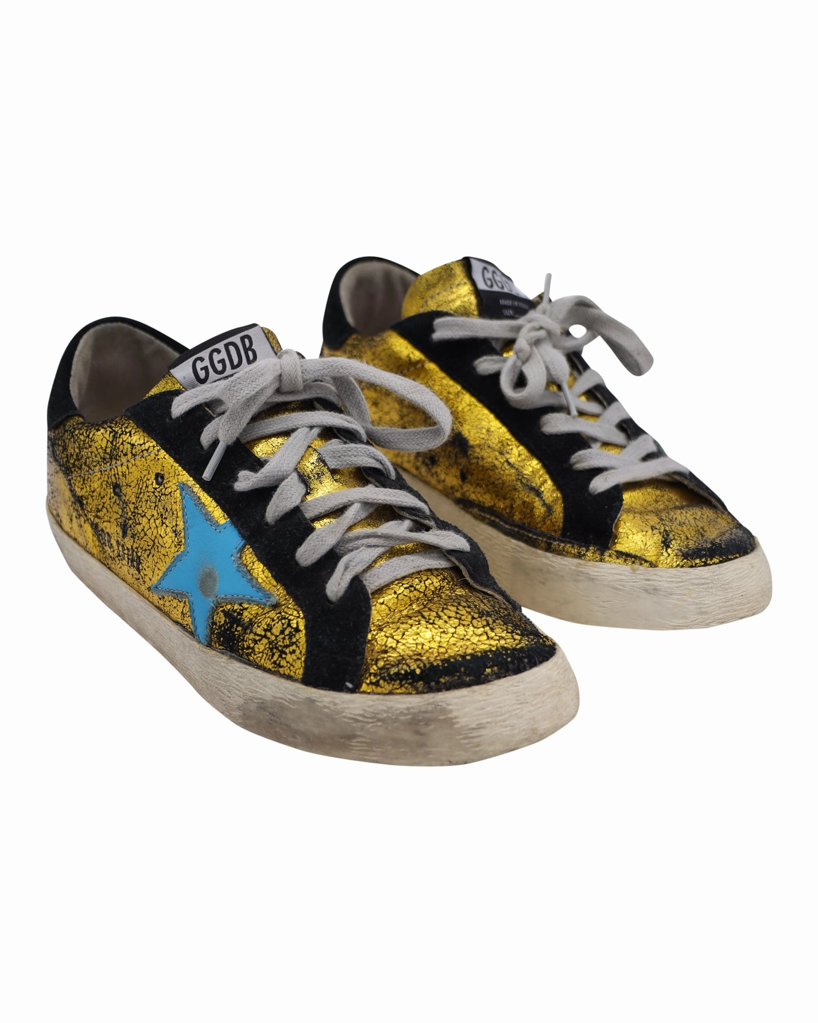 Best Place To Buy Sneakers Golden Goose Crinkled Superstar Sneakers in Gold Leather