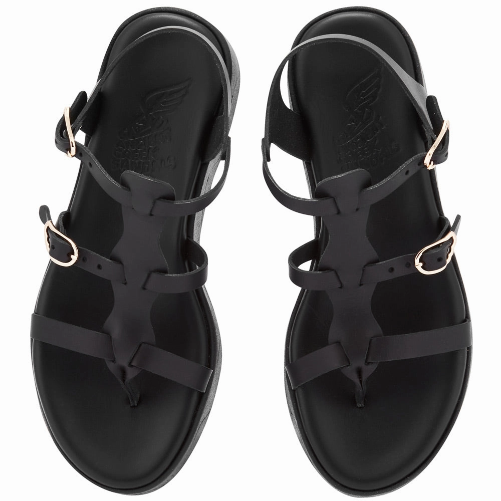 Grace Kelly Wave Black Sandals Chunky