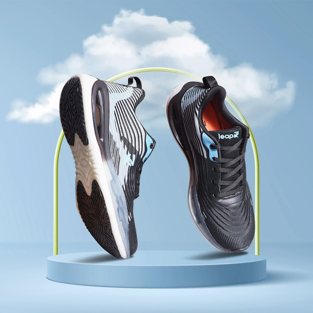 Oncloud Running Shoes Leap7x By Liberty Men RW-09 Black Sports Lacing Shoes