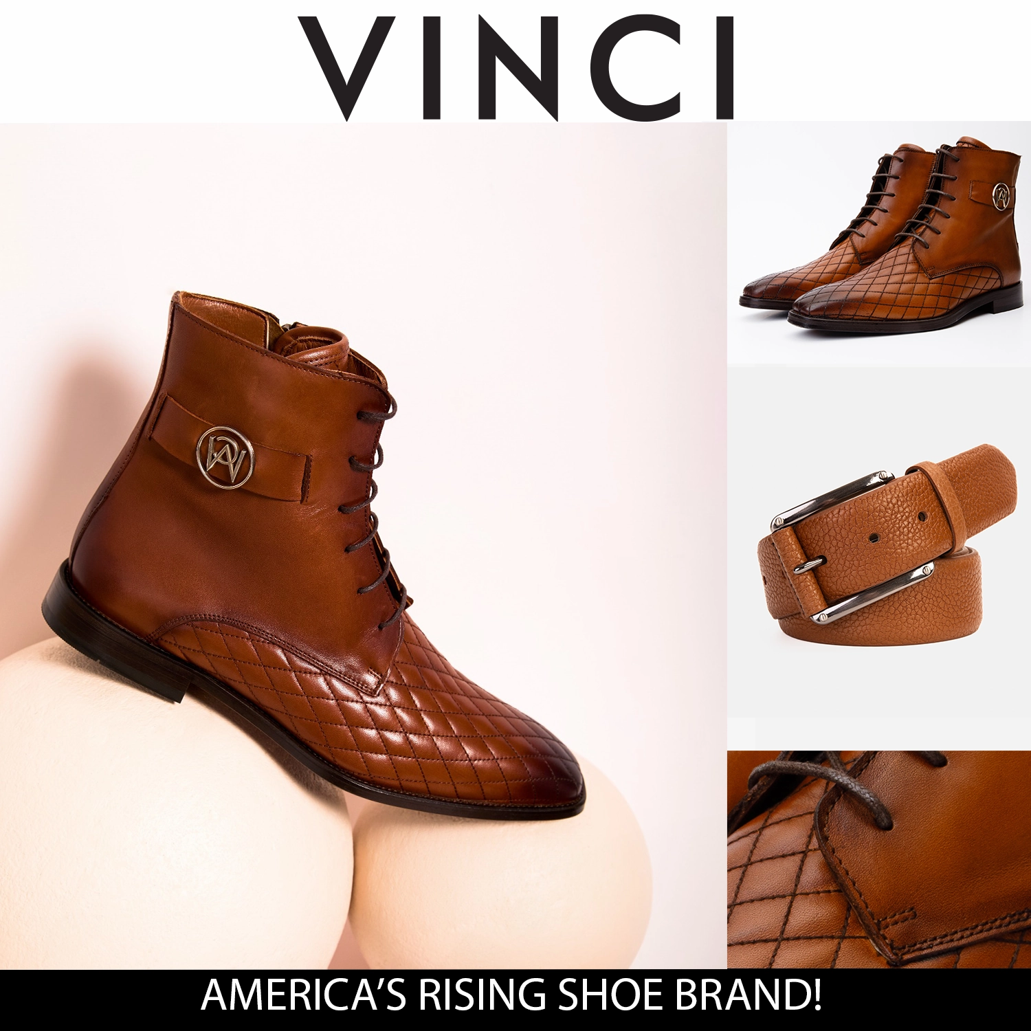 Puss In Boots The Zeus Brown Leather Lace-Up Men Boot with a Zipper