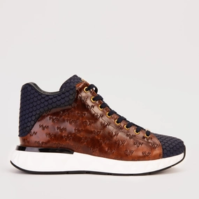 Billini Boots The Caesars Brown & Navy Leather High-Top Men Sneaker