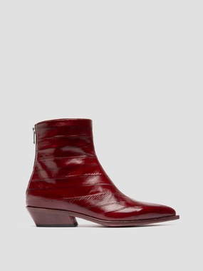 NOELIE DD 109 - Burgundy Leather Zipped Boots Pointed Ankle Boots