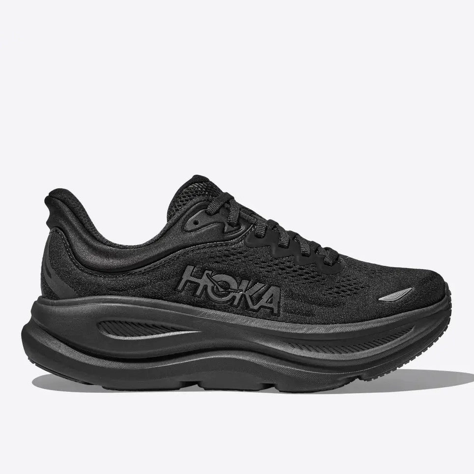 Women's - HOKA Bondi 9 Wide - Black/Black Shoes In Tulsa