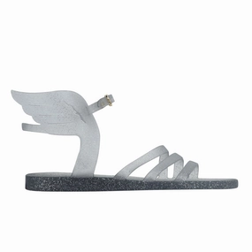 Ikaria Clear/Silver Glitter Sandals For High Instep