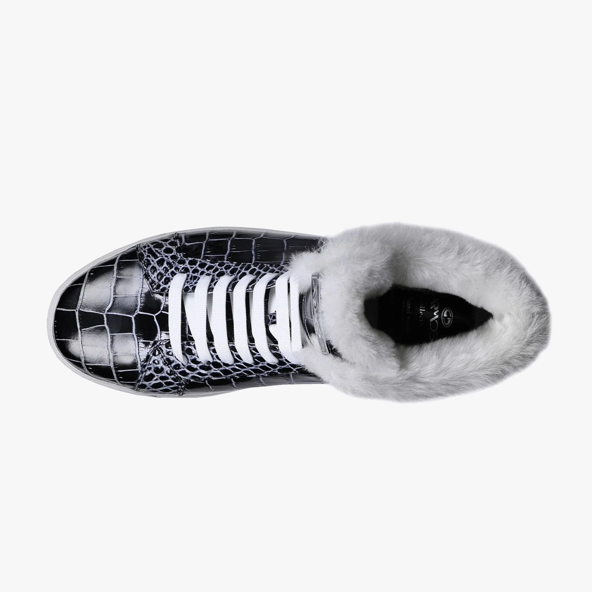 Men's Black & White Fur-Lined Sneaker Mountain Horse Tall Boots