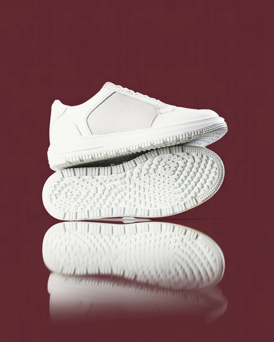 White Gum Sole Sneakers Ivory Mesh