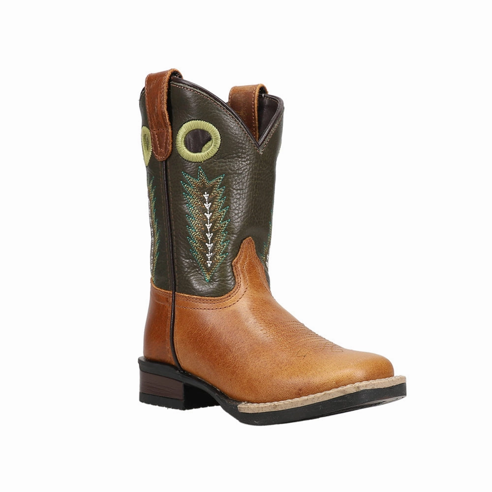 James Embroidered Square Toe Cowboy Boots (Toddler-Little Kid) Mid Calf Slouch Boots