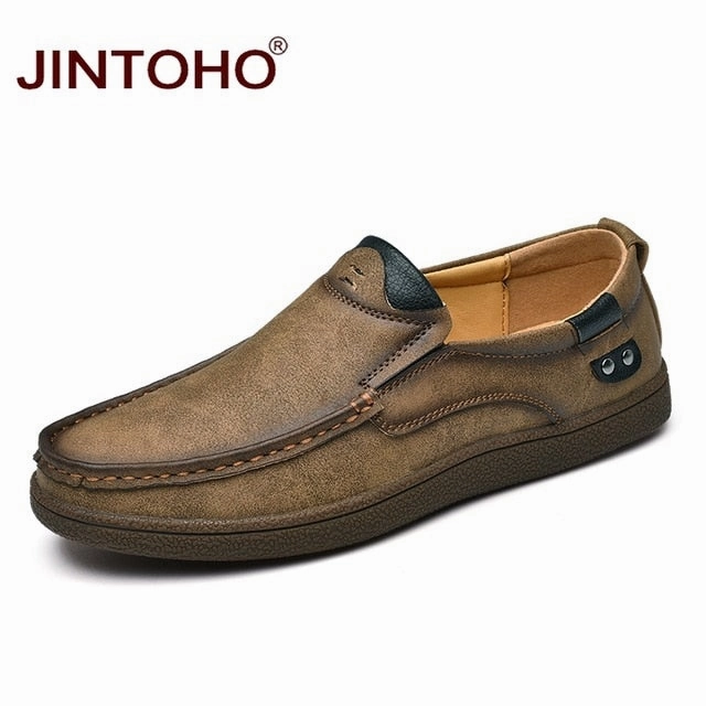 JINTOHO Fashion Brand Men Shoes Luxury Men Genuine Leather Shoes Casual Men Shoes Male Leather Shoes Slip On Men Loafers Shoes For Work Casual