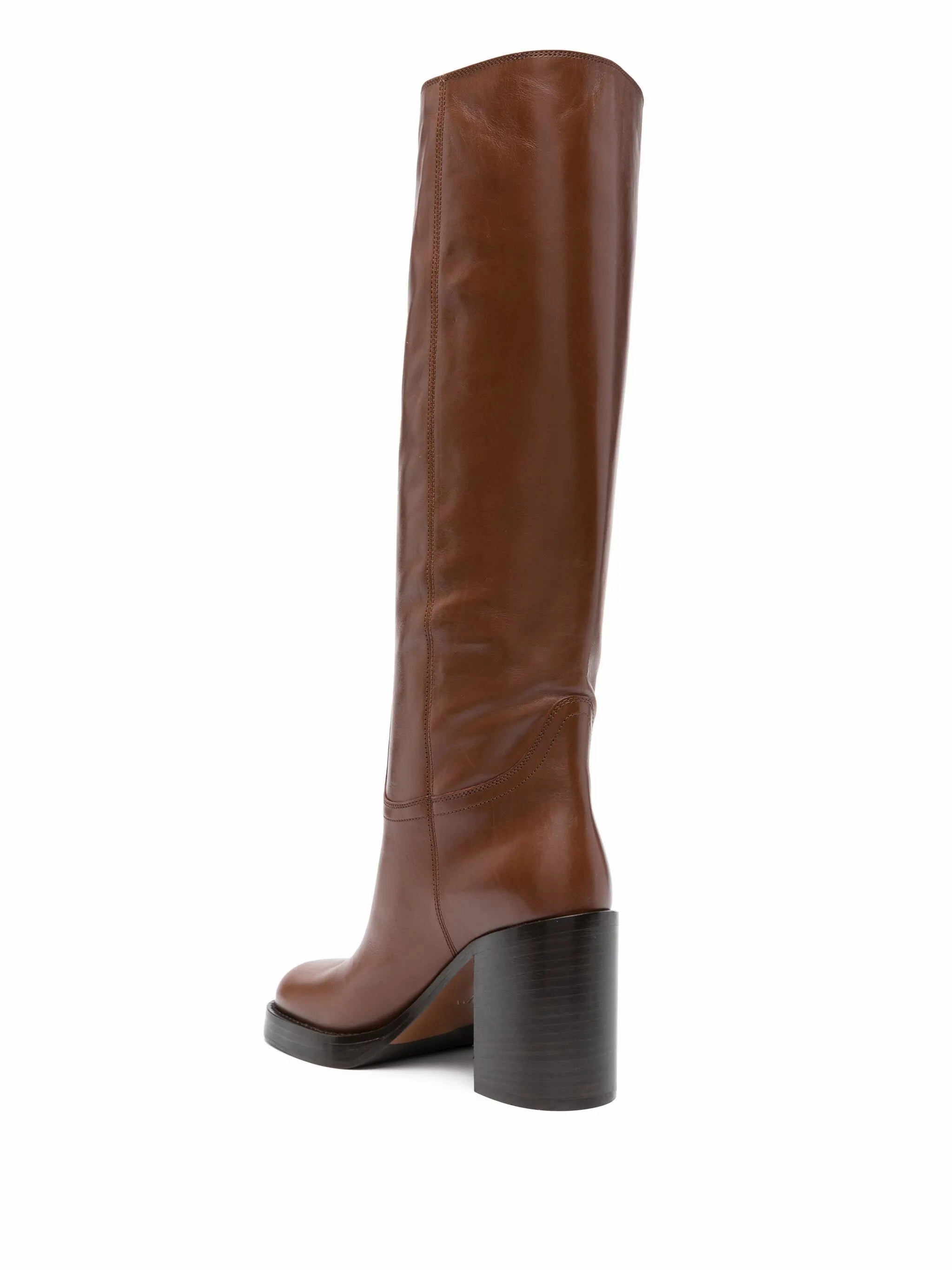 90mm round-toe leather boots Skirt With Boots