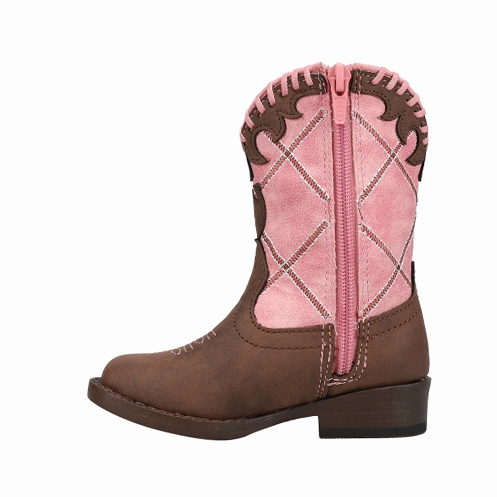 Toni Kroos Boots Lacy Checkered Square Toe Cowboy Boots (Toddler)