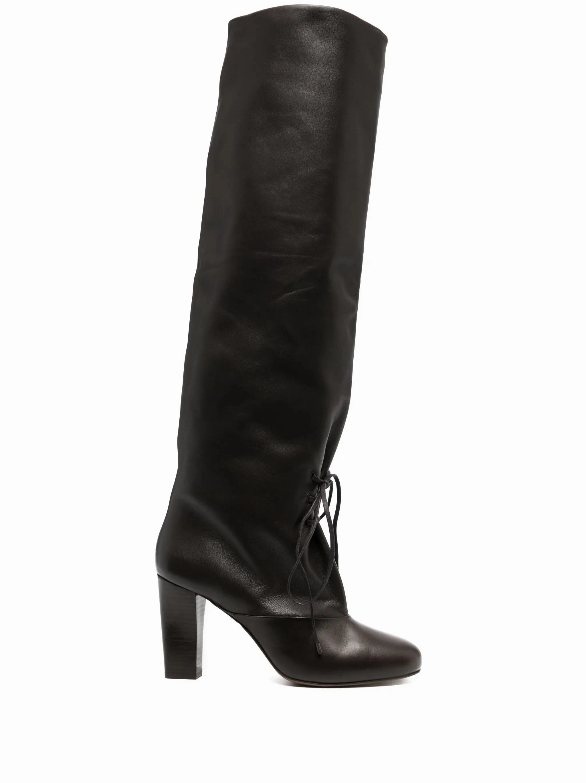 80mm leather knee-high boots Wide Calf Leather Dress Boots