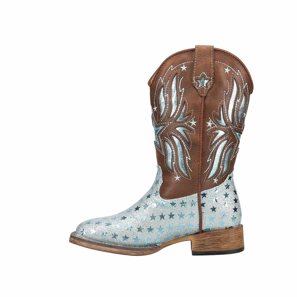 Academy Work Boots Starlet Tooled Inlay Square Toe Cowboy Boots (Little Kid)