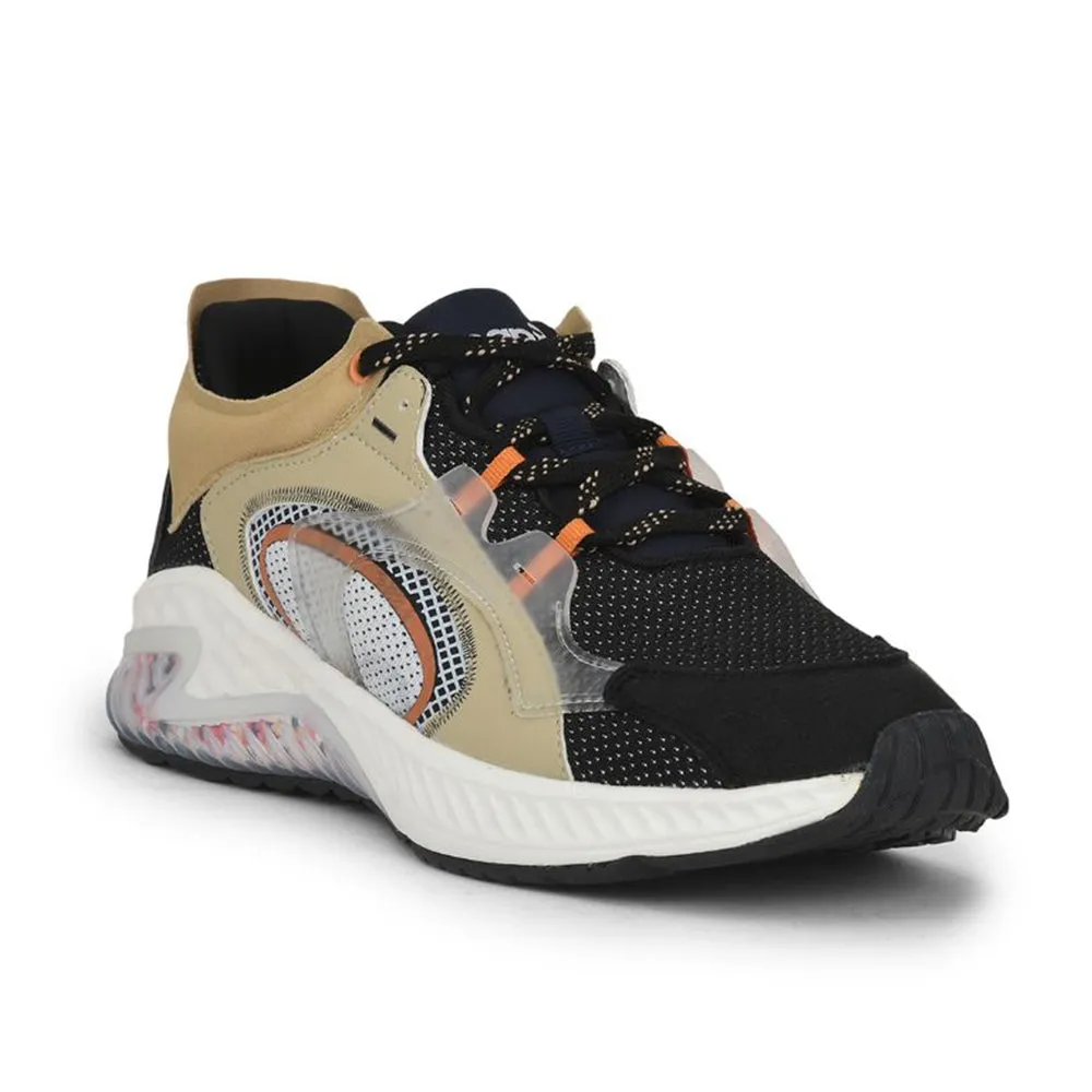 Leap7x Black Sports Lacing Running Shoes For Men SNOOKER By Liberty Running Spike Shoes