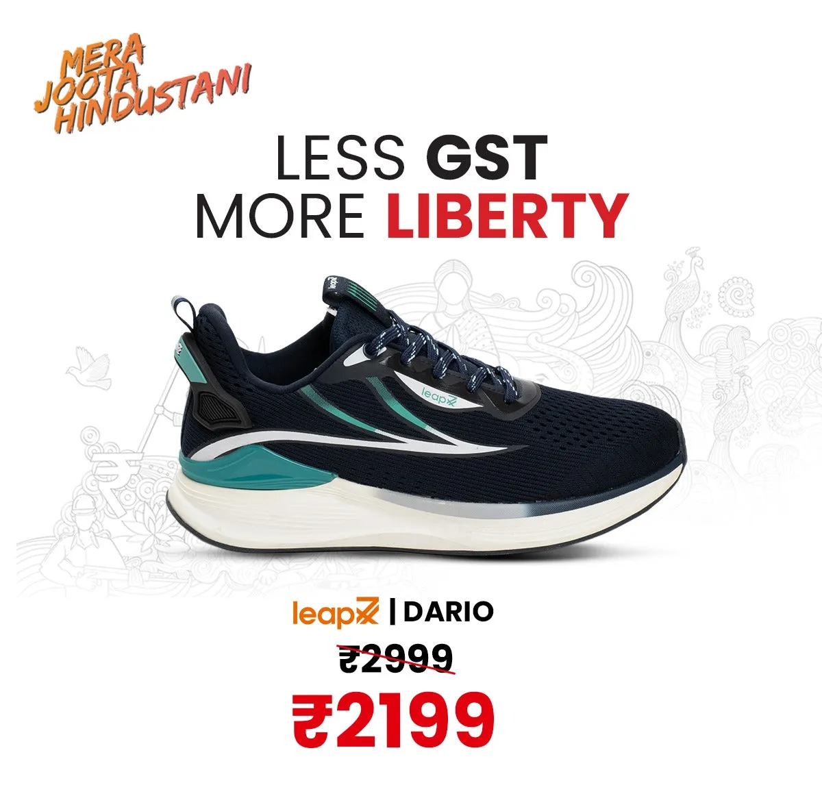 Leap7x Navy Blue Sports Lacing Running Shoes For Men DARIO By Liberty Running Shoes Washington