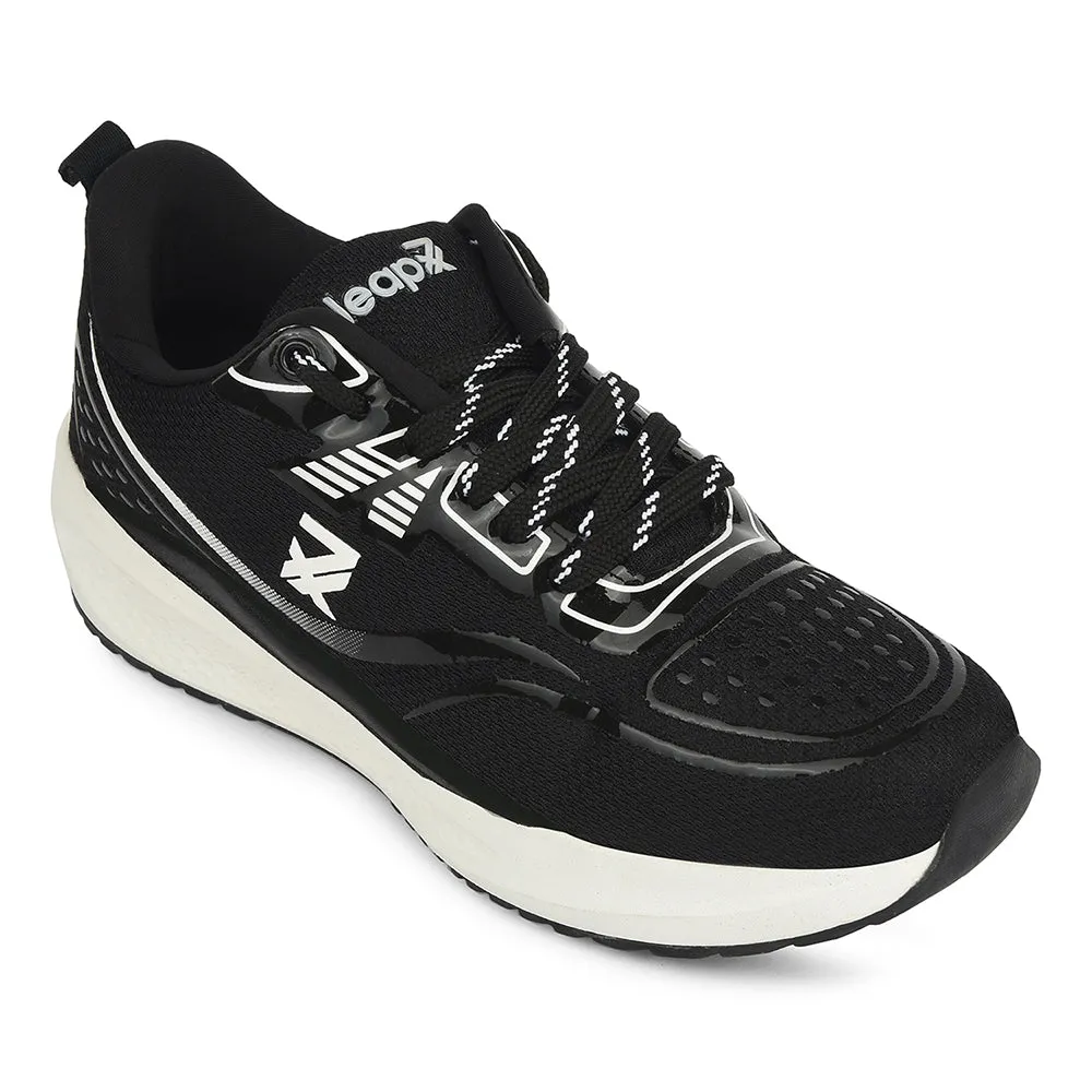 Leap7x Black Sports Lacing Running Shoes For Men GHD-29 By Liberty Fitted Running Shoes