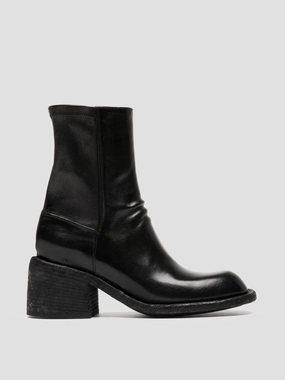 Square Toe Cowboy Boots Under $100 WILDS 019 - Black Leather Zipped Boots