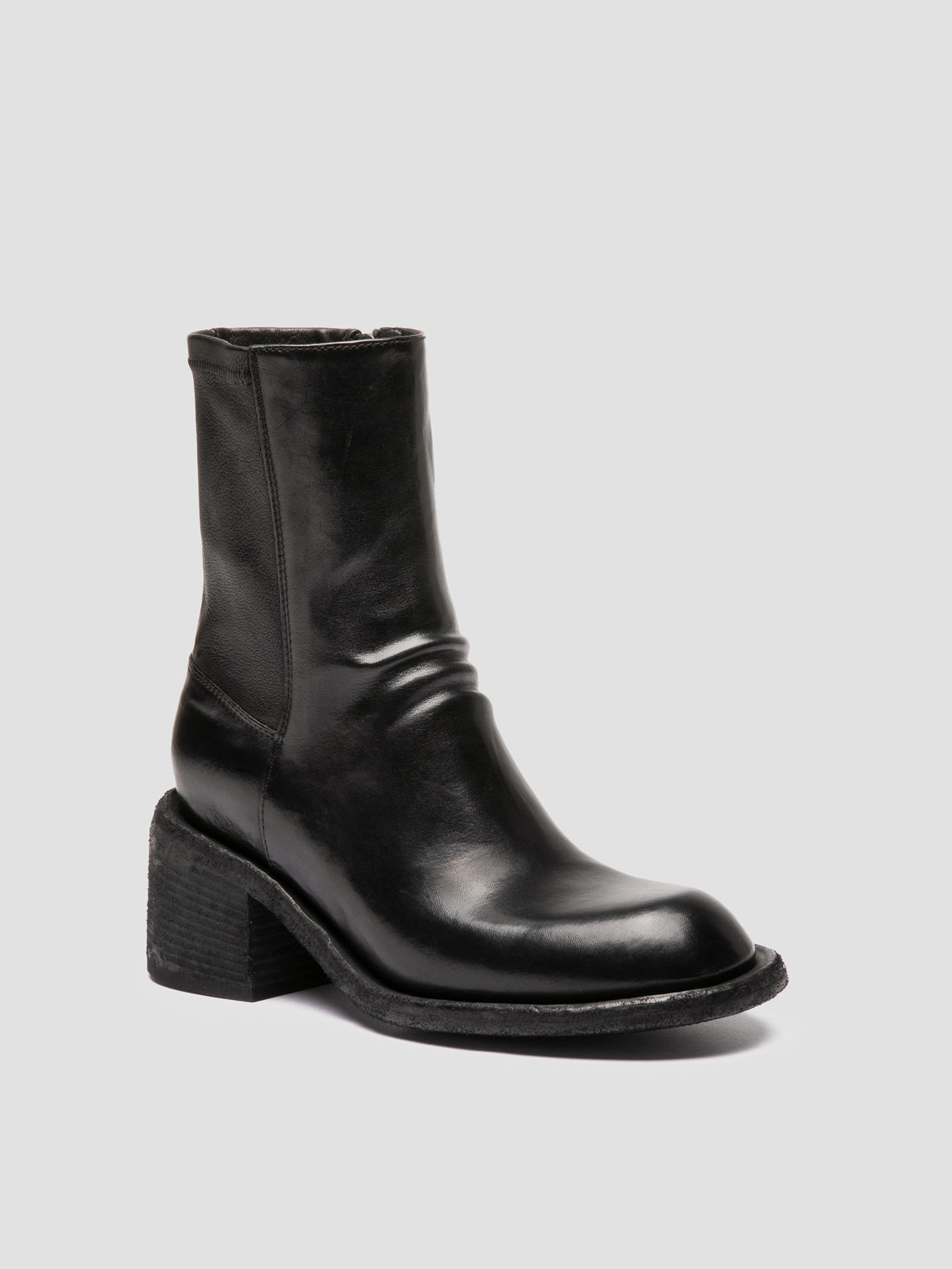 WILDS 019 - Black Leather Zipped Boots Riding Style Boots