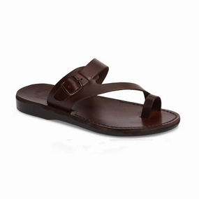 Abner - Leather Metal Buckle Sandal | Brown Trekker Sandals
