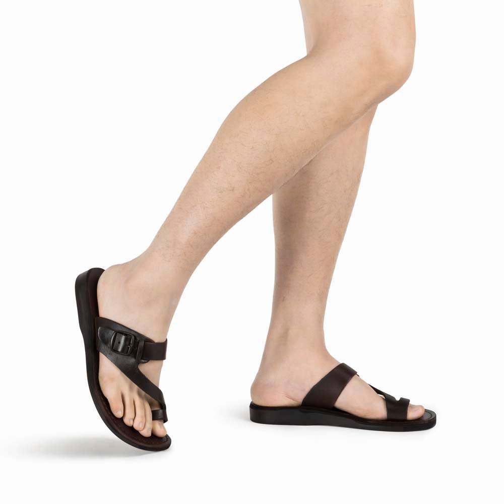 Sandals Clarks Mens Abner - Leather Metal Buckle Sandal | Brown