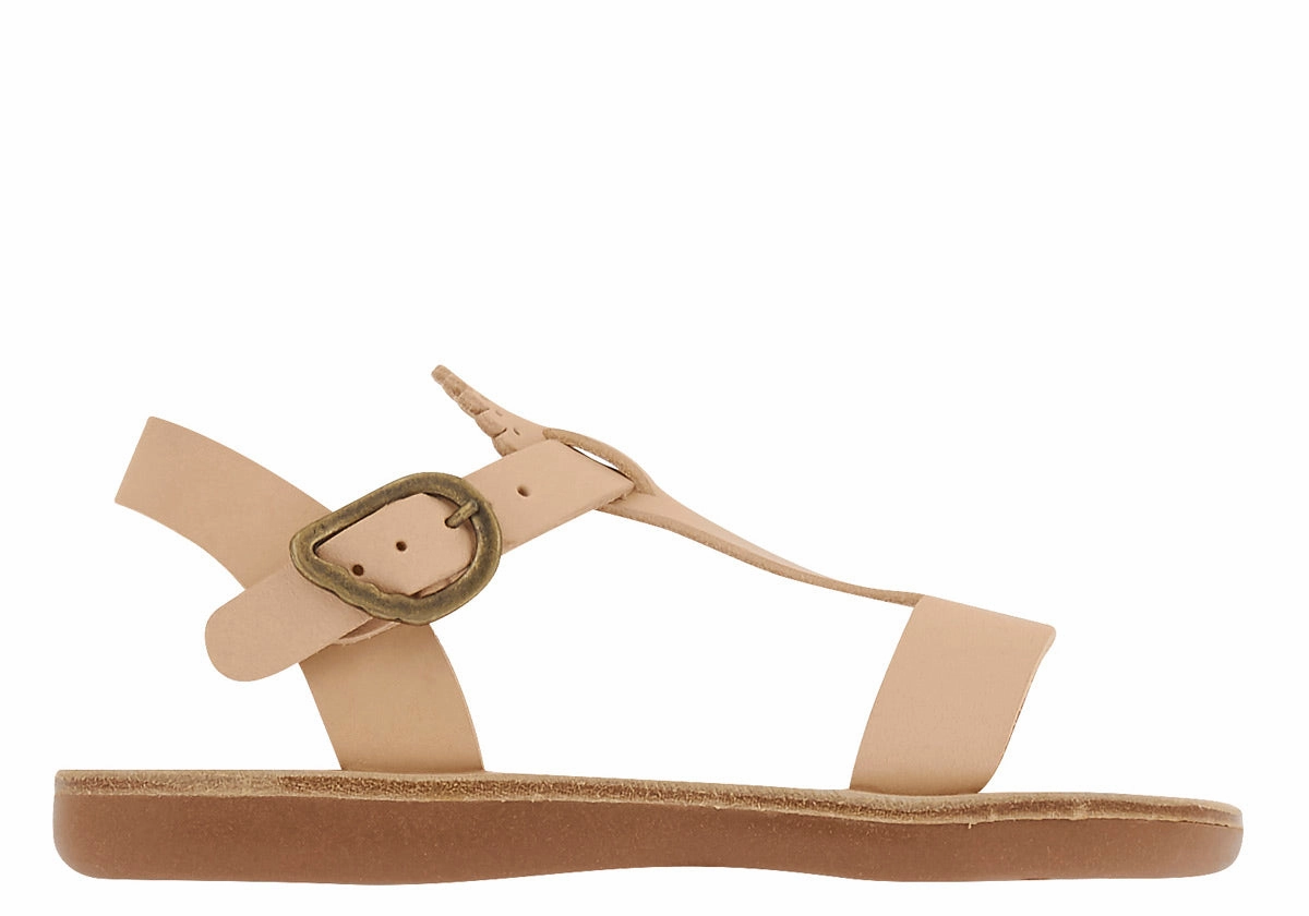 Little Amber Soft Natural Strappy Sandals With Heel