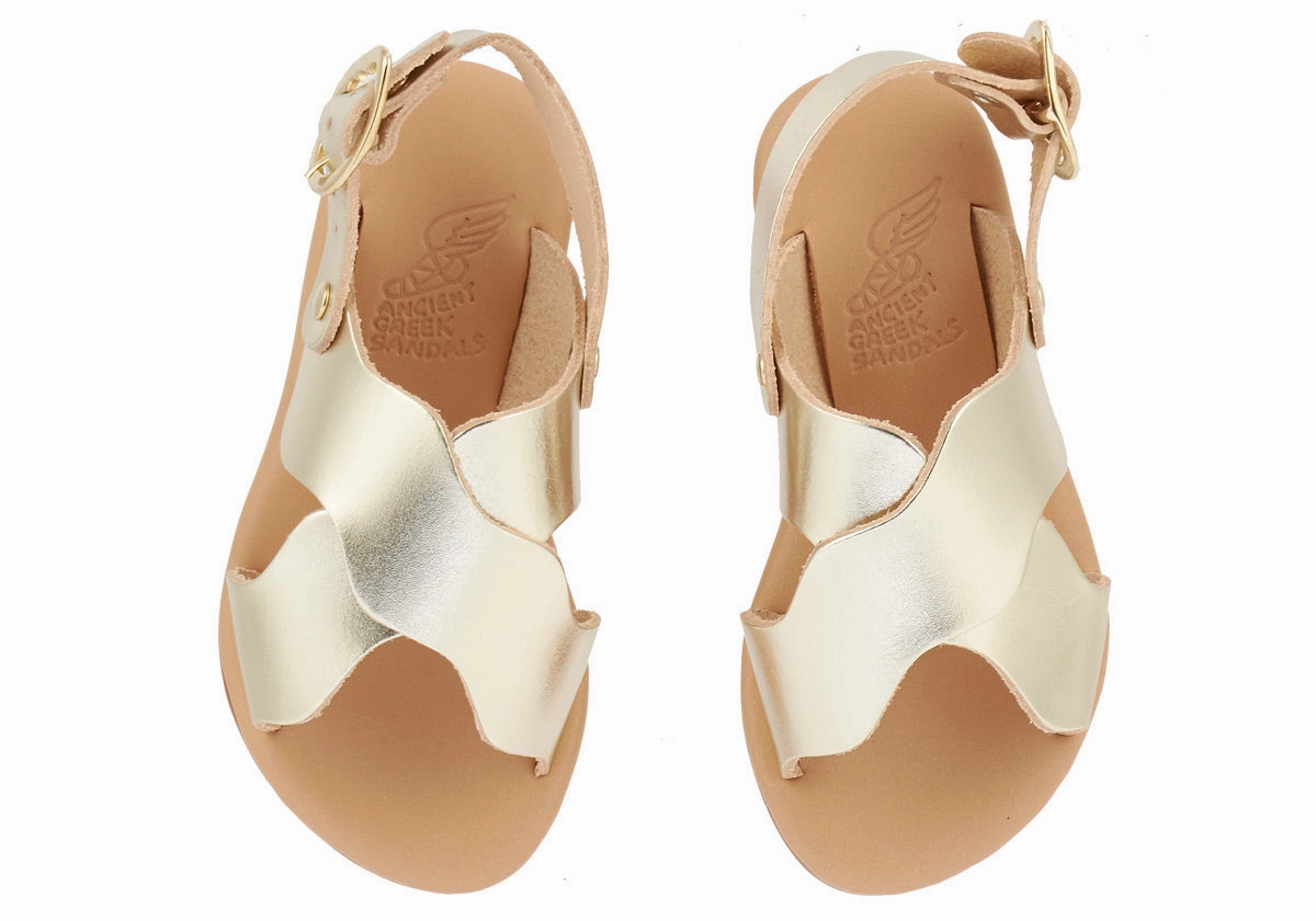 Little Atokos Soft Platinum Wedding Sandals