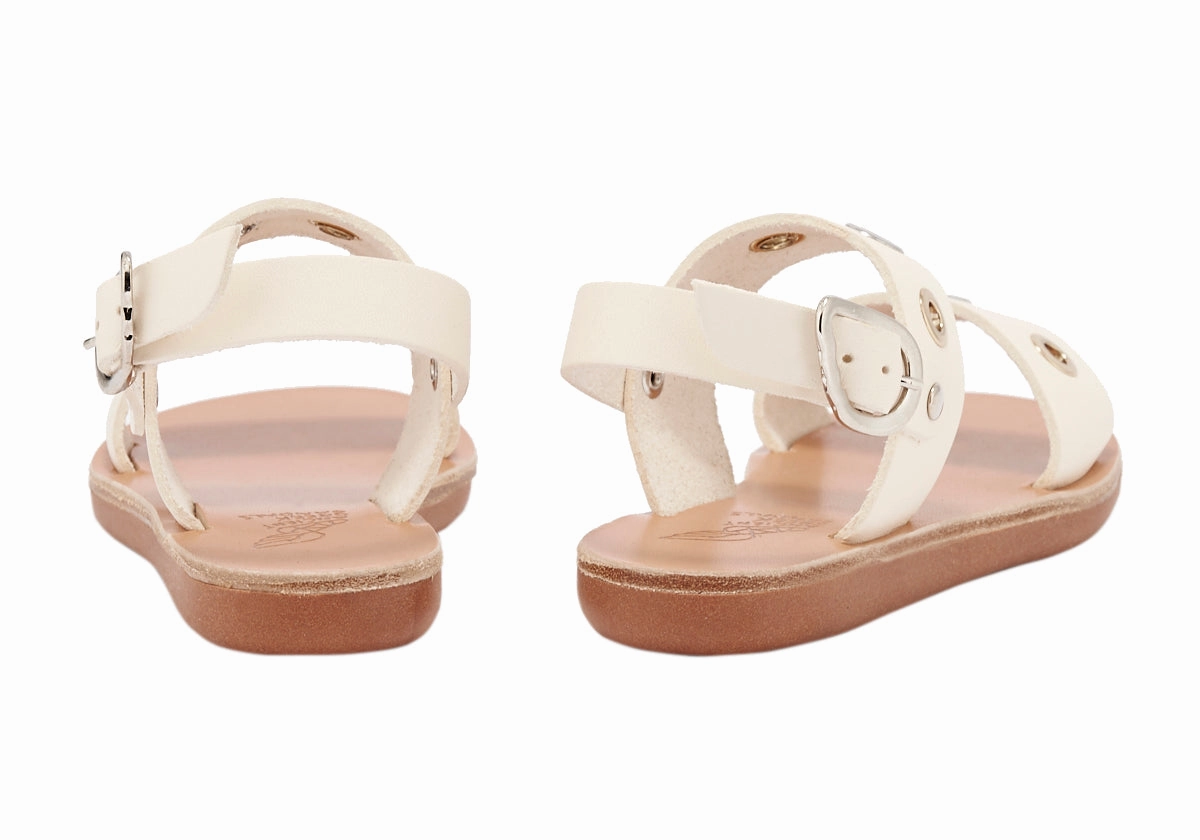 Little Clio Eyelets Soft Off White Snake Print Sandals