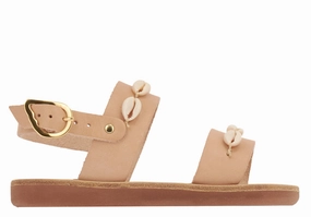 White Slide Sandals Little Clio Shells Soft Natural