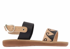 Little Clio Soft Natural/Black Comfy Sandals For Walking