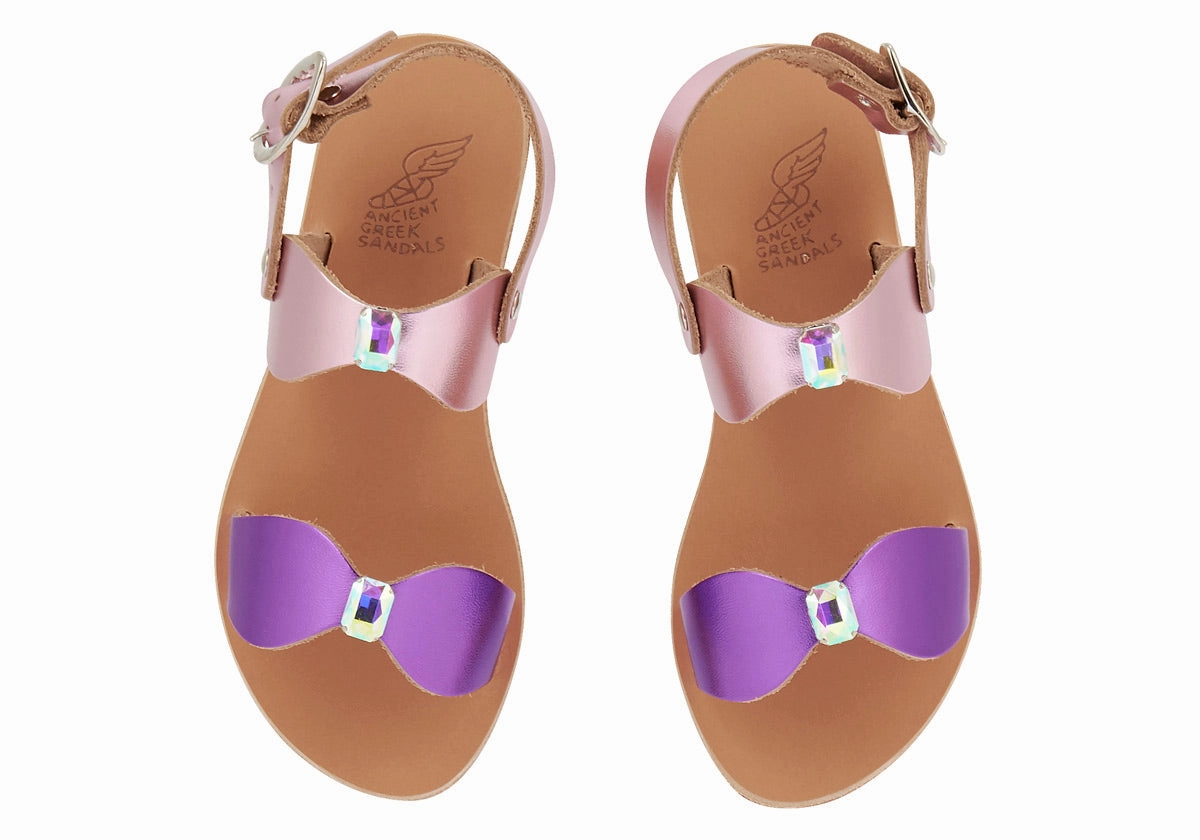 Little Stella Soft Metal Pink/Purple Sequin Sandals