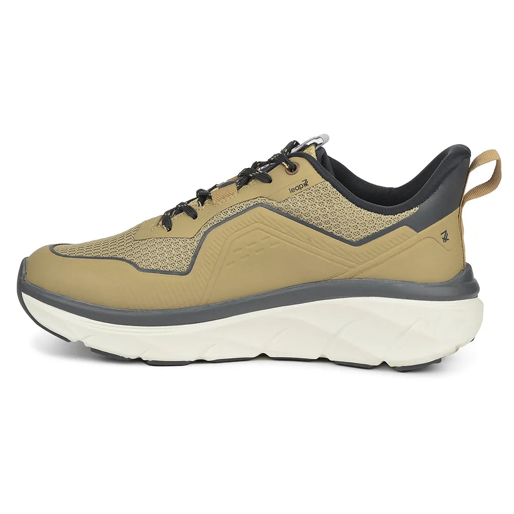 Best Running Shoes For Distance Running Leap7x Beige Sports Lacing Running Shoes For Men MANILA By Liberty