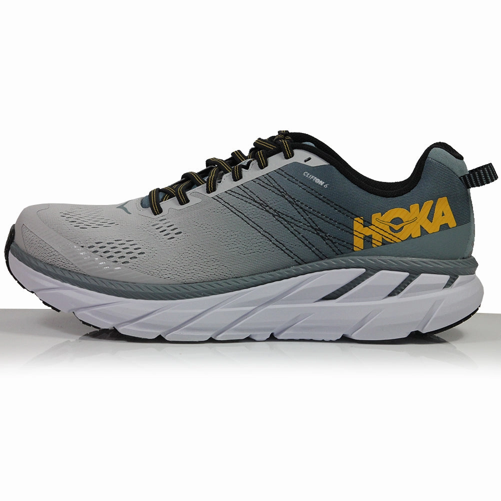 Walking Hoka One One Clifton 6 Men's Running Shoe 2E Wide Fit - Lead/Lunar Rock